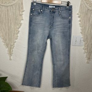 POPSUGAR Blue Ankle Cropped Jeans High-Rise Raw Hem size 10